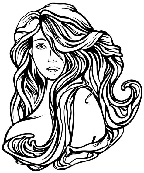 girl  long hair coloring pages