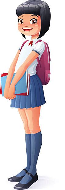 japanese cute teen school girl cartoon illustrations royalty free