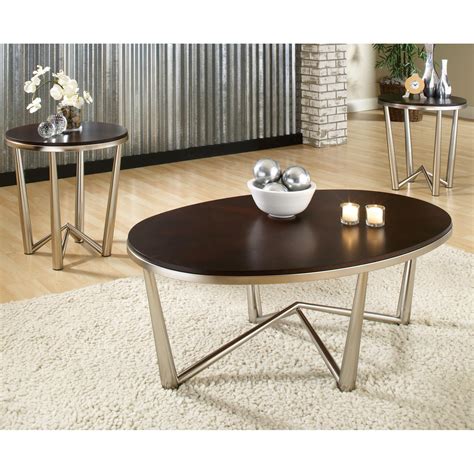cosmo oval coffee table   tables set wood metal dcg stores