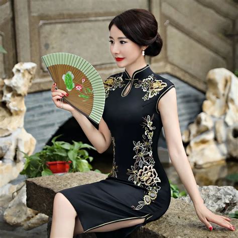 fashion women s knee length cheongsam new arrival chinese style rayon