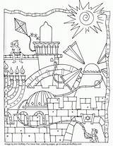 Jerusalem Coloring Pages Jewish Hanukkah Printable Kids Chanukah Adults Days Print School Clipart Colouring Worksheets Sheets Color Holy Hebrew Israel sketch template