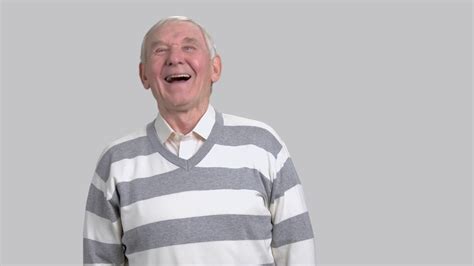 Excited Old Man Is Laughing Happy Elderly Man Is Laughing And Looking