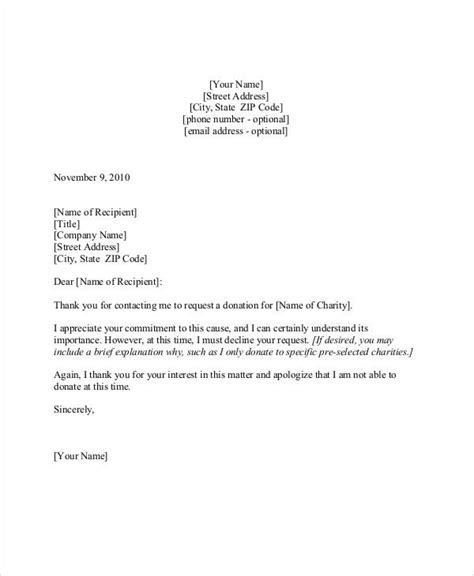 sample letter declining  request  polite rejection letter