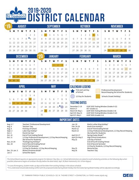 Calendar St Tammany Parish School Board