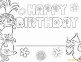 Trolls Happy Birthday Pages Coloring Color Troll Party Print Cards Kids Coloringpagesonly sketch template