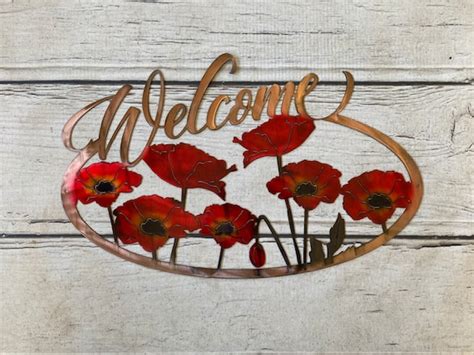 welcome poppy sign etsy