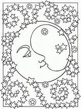 Coloring Moon Pages Stars Printable Star Sun Popular sketch template