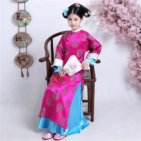 embroidery girl qing dynasty princess folk elegant costume ancient chinese clothing court dress