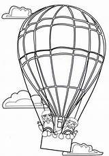 Air Hot Balloon Outline Coloring Popular sketch template