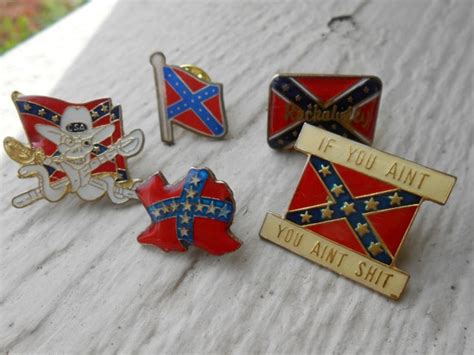 vintage confederate pin set flag skull texas rockabilly