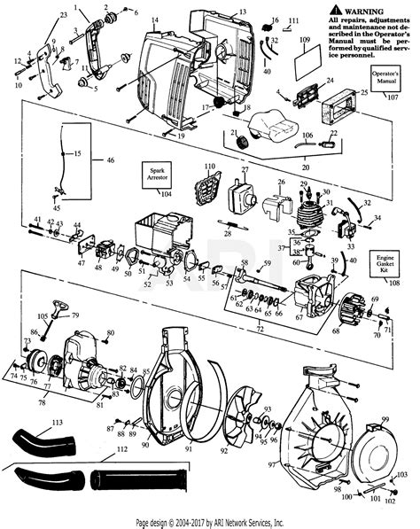 poulan pp gas blower  gas blower parts diagram  blower assembly