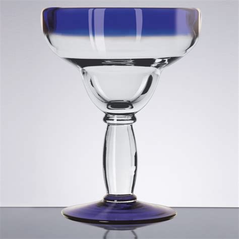 Libbey 92315 Aruba 16 Oz Margarita Glass With Cobalt Blue Rim And Base