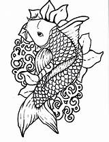 Japanese Coloring Pages Koi Print Color sketch template