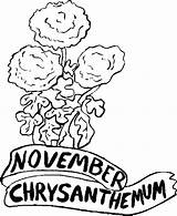 Birthstone Coloring Pages Chrysanthemum November Flower Kids sketch template