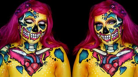 Neon Pop Art Zombie Makeup Tutorial Youtube