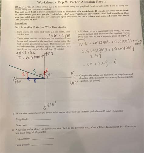 solved worksheet exp  vector addition part  objective cheggcom