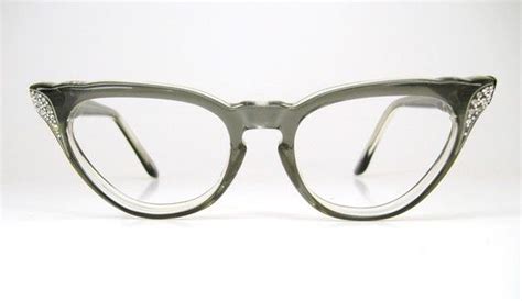 Vintage Eyeglasses Gray Cat Eye French Frame Etsy Vintage