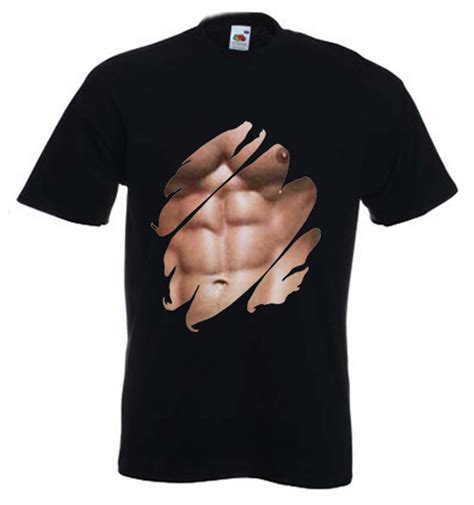 pack muscle  shirt fancy dress stag party  abs muscles size   xxxl ebay