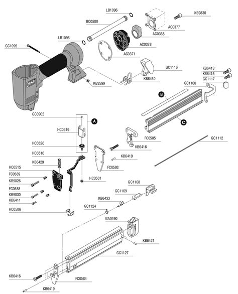 senco finishpro  gauge brad nailer model schematic parts diagram toolbarncom