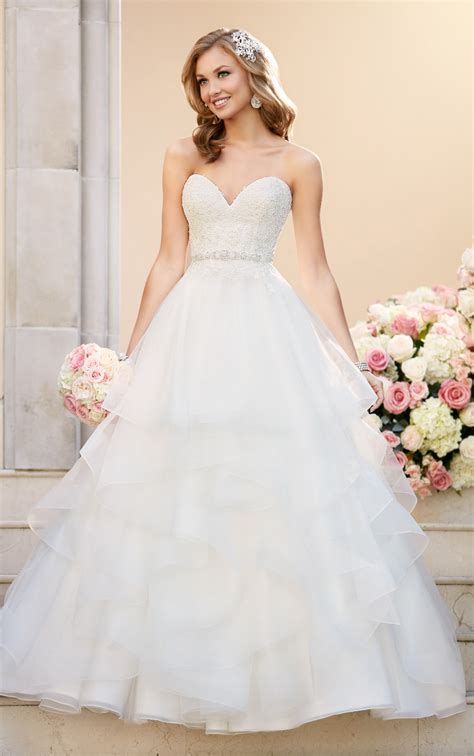 a line wedding dress with lace bodice stella york