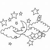 Cielo Nubes Estrellas sketch template
