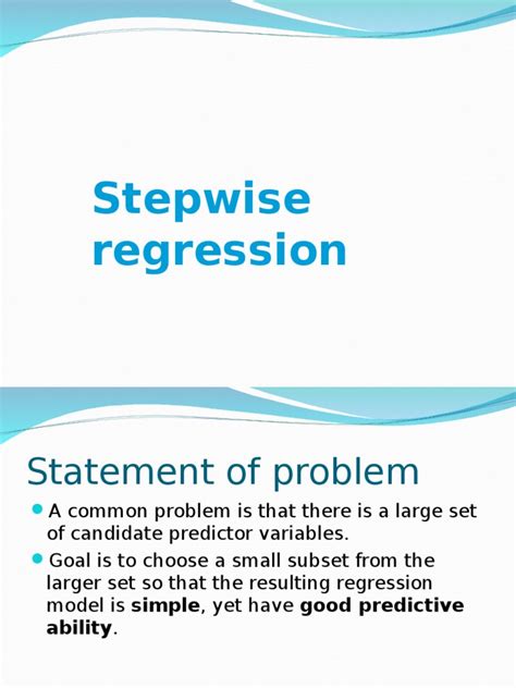 stepwise regression regression analysis dependent  independent