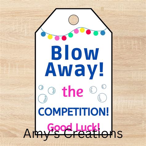 printable blow   competition good luck gift tag sports etsy