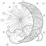 Moon Coloring Sun Celestial Pages Adults Drawing Mandala Printable Colouring Star Adult Mermaid Template Drawings Seasonings Witch Flower Summer Kids sketch template
