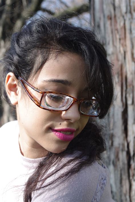 Black Haired Girl Wearing Split Arm Strong Glasses Flickr