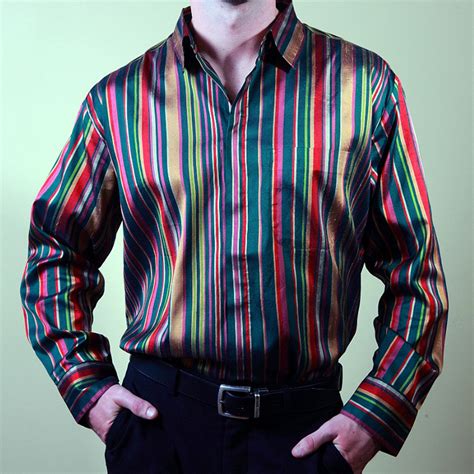 celebration striped silk mens shirt shubrah