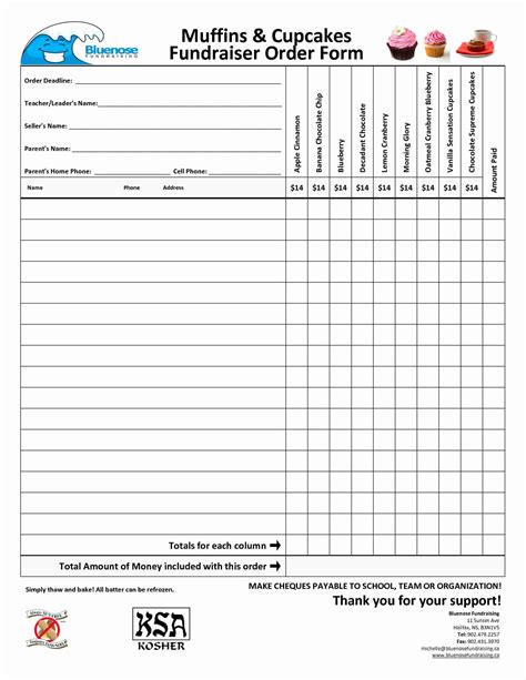 printable blank fundraiser order form template