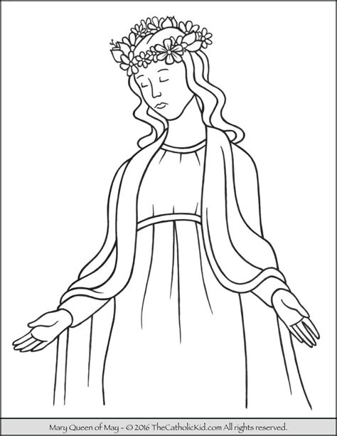 mary queen   crowning coloring page  catholic kid catholic