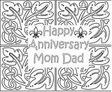 Anniversary Happy Coloring Pages Mom Dad Printable Romantic Gift Freecoloring Print Father Mother Birthday Template sketch template