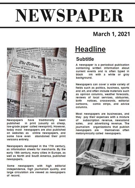 newspaper front page template