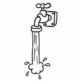 Cartoon Faucet Water Running Vector Tap Drawing Sink Kitchen Clip Vectors Freehand Drawn sketch template
