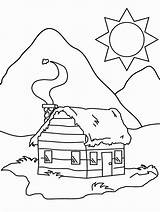 Coloring Cabin Pages Log Colouring Colorir sketch template