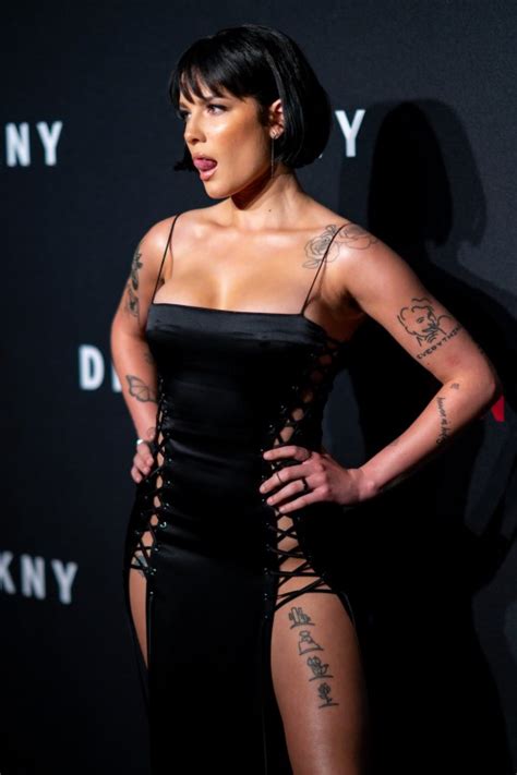 Halsey Rocks Semi Frontless Dress At Dkny New York Fashion Week Party