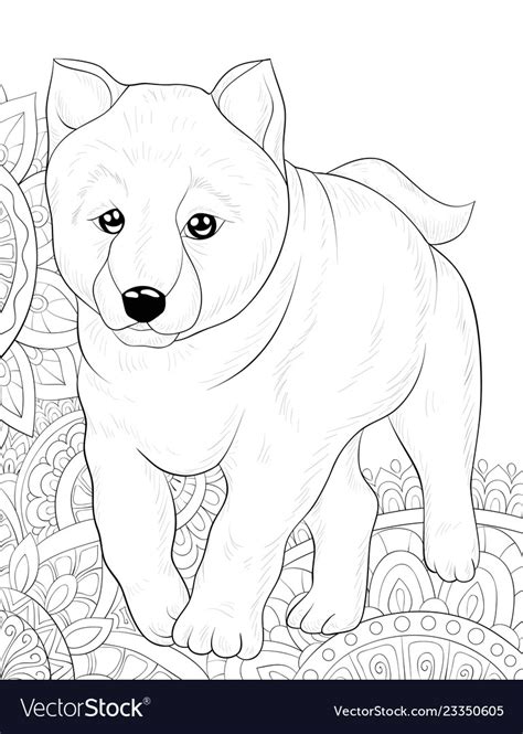 adult coloring bookpage  cute dog   vector image