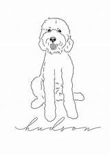 Goldendoodle Labradoodle Cockapoo Poodle Minimalist Pet sketch template