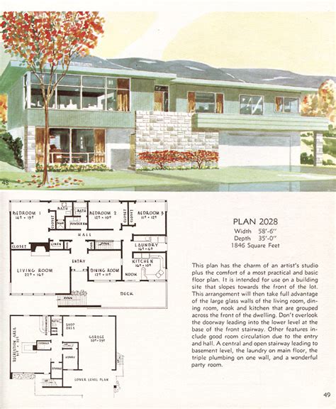united states  plan   flat roofed house vintage home plans