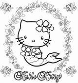 Kitty Hello Mermaid Coloring Pages Beach Easy Printable Getcolorings Color sketch template