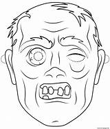Zombie Mask Coloring Pages Halloween Outline Printable Print Supercoloring sketch template