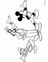 Coloring Goofy Donald Pluto Minnie Skating Disneyclips sketch template
