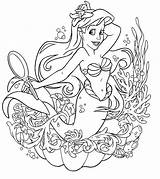 Coloring Pages Princess Disney Ariel Mermaid Printable Under Water Cleopatra Dressing Print Colouring Color Book Kids Coloriage Realistic Library Clipart sketch template