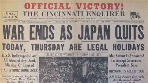 today  history august   japan surrendered  world war ii