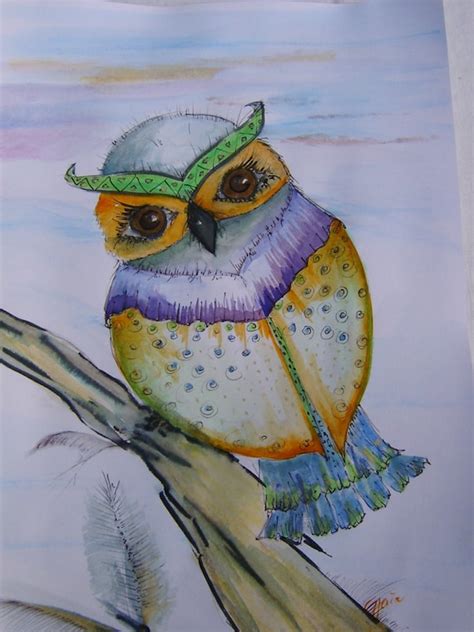 items similar  watercolour painting   colourful cute owl