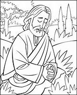 Coloring Gethsemane Praying Illustrating sketch template