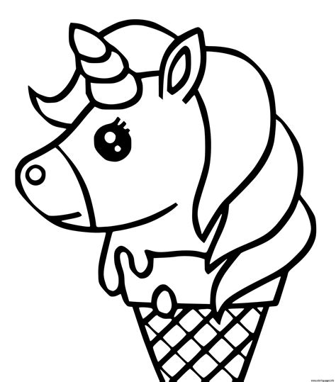 coloring page cute unicorn ice cream kawaii coloring printable