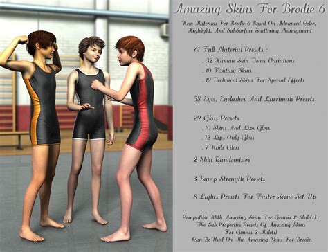 amazing skins for belle 6 and brodie 6 bundle daz 3d