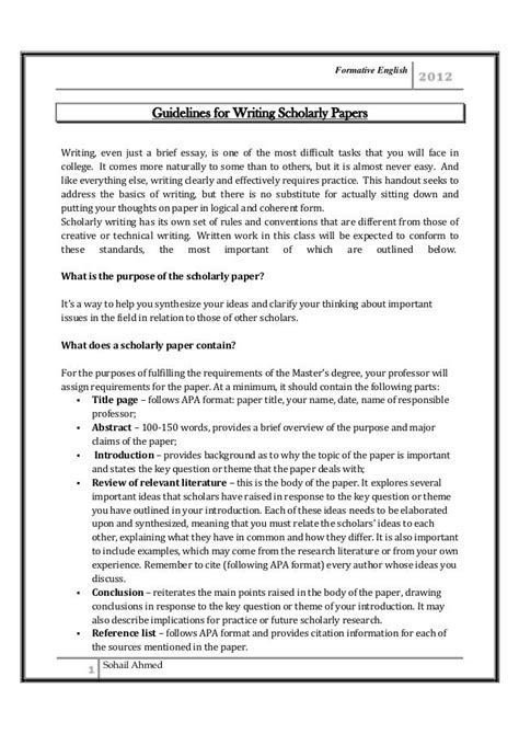 guidelines  writing scholarly paper  sohail ahmed